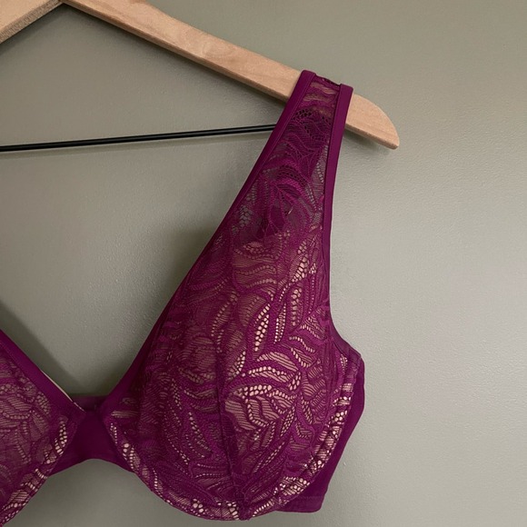 ThirdLove Feather Lace Bra Berry Crush Size 34F Purple Underwire Comfortable - Picture 9 of 16